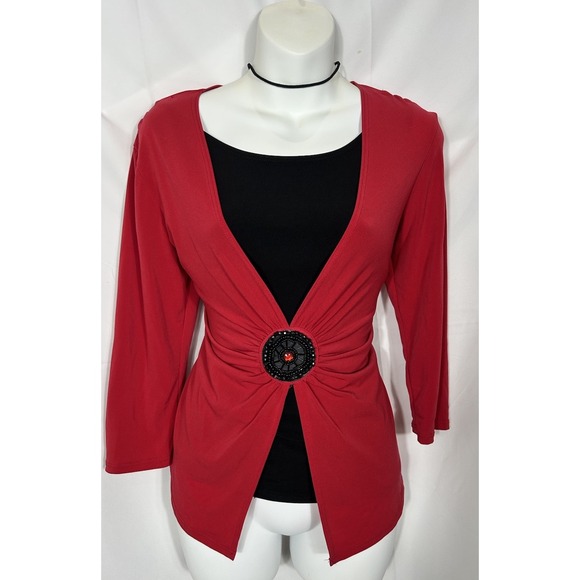 Notations Tops - Vintage Womens Red/ Black Top Size S Y2K Goth Glam Whimsigoth‎ Witchy Vamp USA